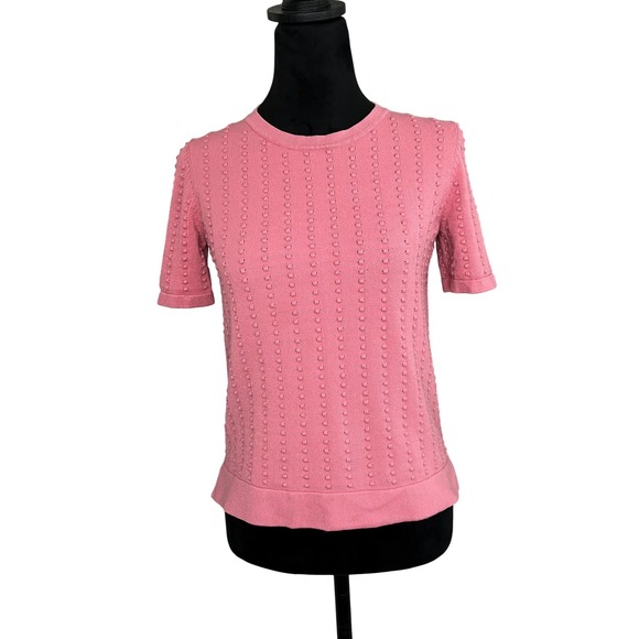 Catherine Malandrino Tops - Catherine Malandrino Short‎ Sleeve Crew Neck Textured Knit Top Salmon Xsmall P